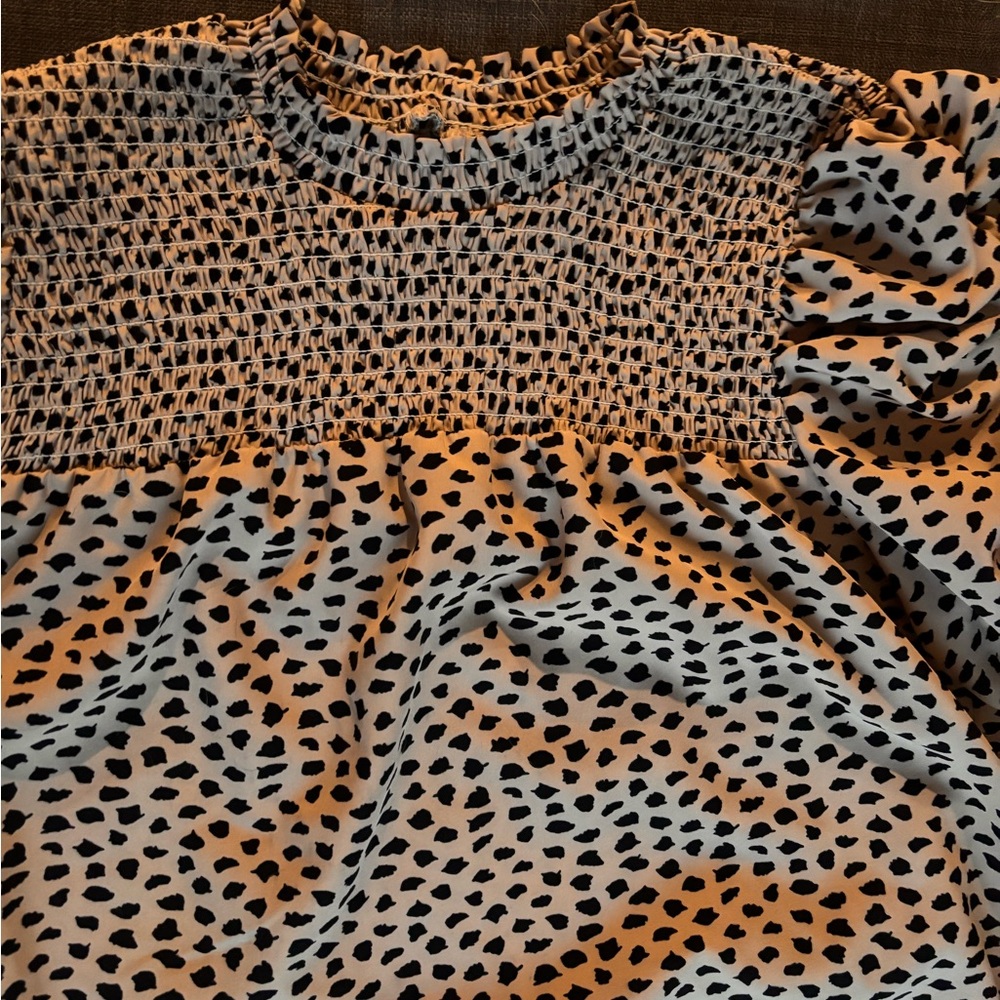 Leopard Print Smocked Blouse